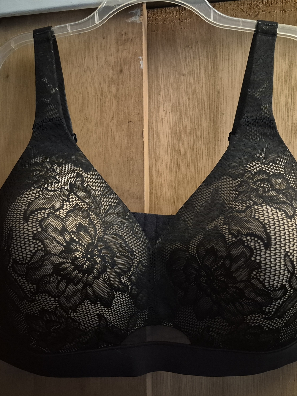 Set Of 2 Cacique Black Floral Lace Wireless Bras